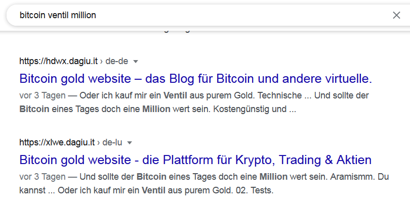 bitcoin_ventil_million Screenshot aus der Google-Suche nach Bitcoin, Ventil und Million